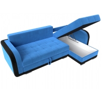 Угловой диван Марсель (велюр голубой чёрный) - Изображение 2